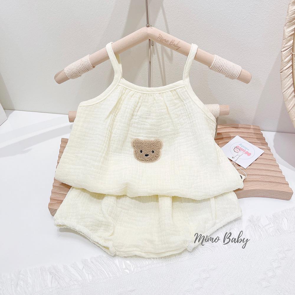 Bộ xô muslin 2 dây đáng yêu Mimo Baby cho bé QA25