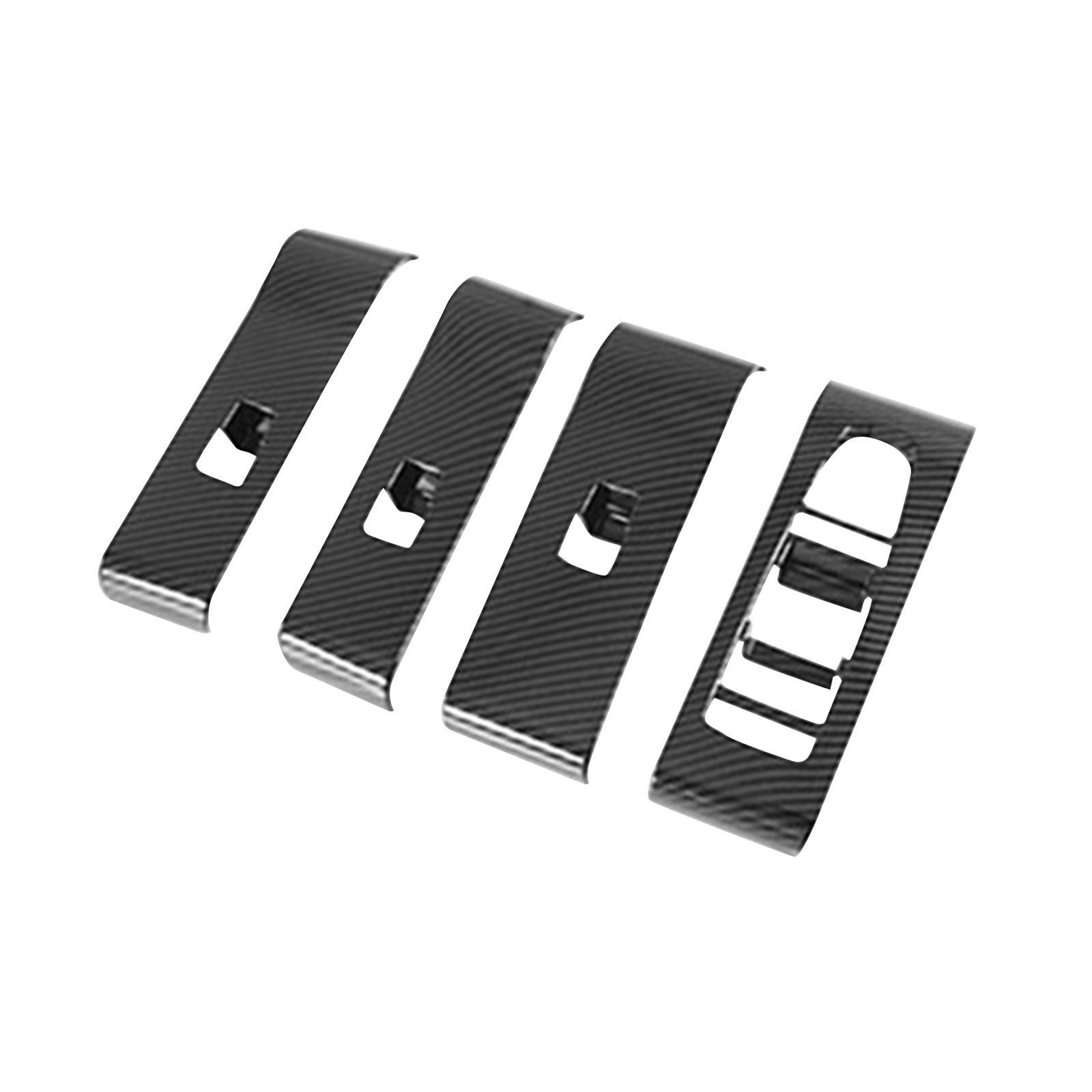 Window Switch Button Covers Sticker Carbon Fiber Color Interior Accessories Easy to Install ,PC, Professional, Durable for Car Door Window