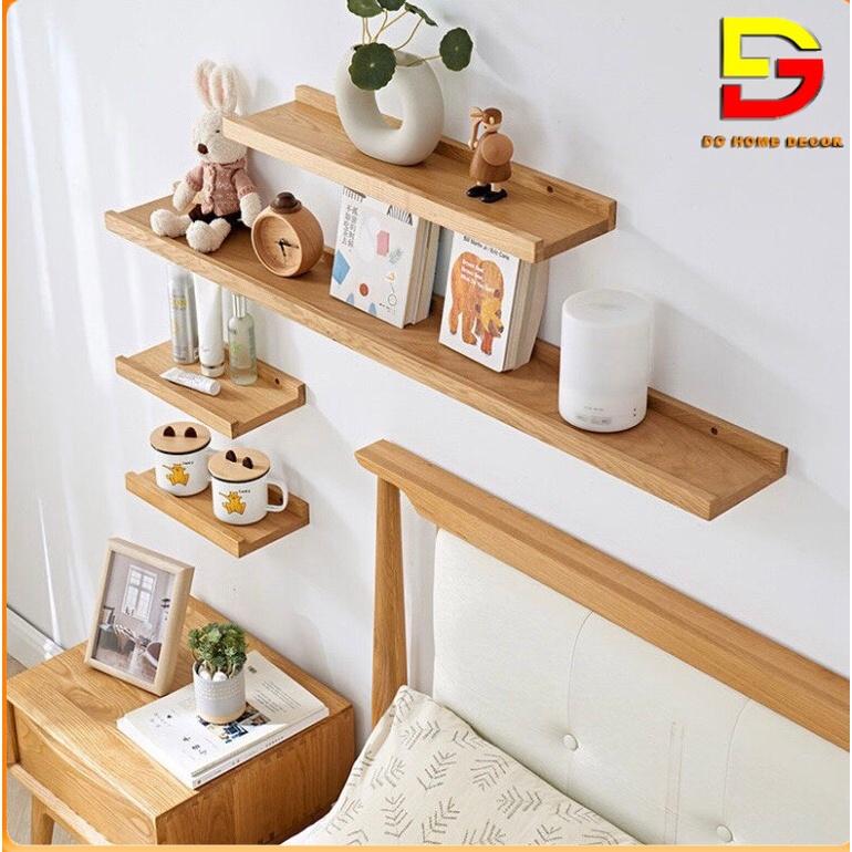 Kệ Gỗ Decor Giá Gỗ Treo Tường Trang Trí Phòng Khách Làm Kệ Đựng Gia Vị Rộng 12cm DC-29