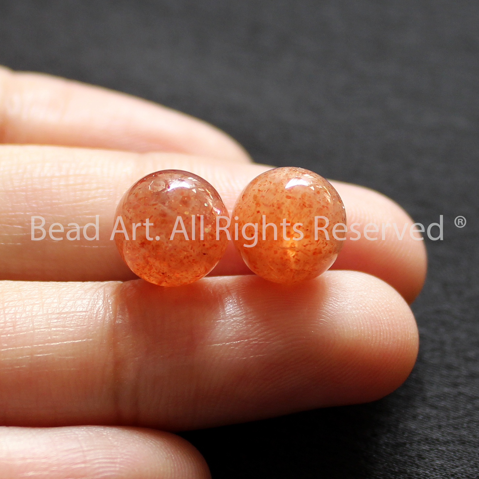 9MM Đá Sunstone, Đá Mặt Trời Tự Nhiên Màu Cam Loại A, Đá Phối Vòng Tay Phong Thuỷ, Chuỗi Hạt, Mệnh Hoả, Thổ - Bead Art