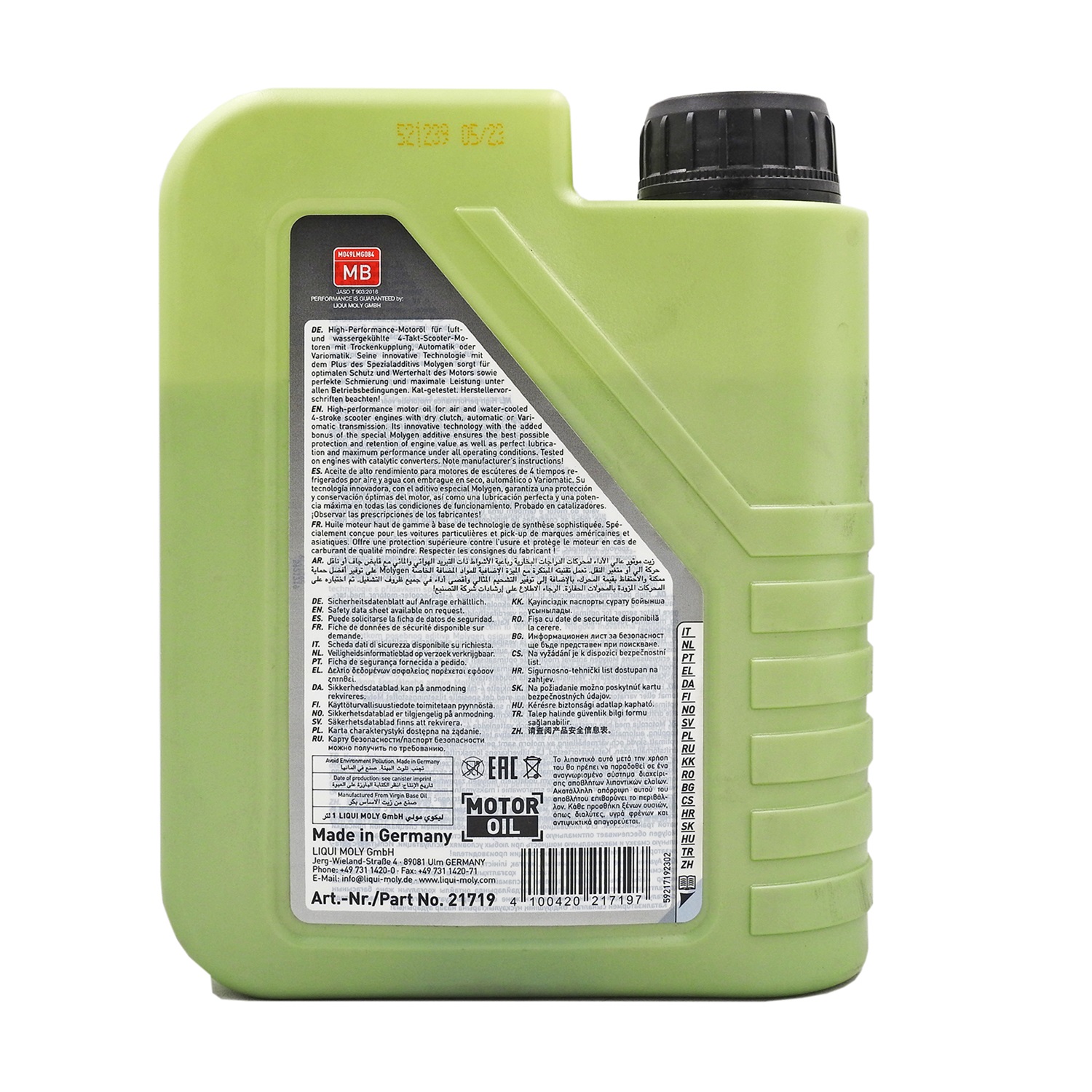 Dầu nhớt tổng hợp chuyên dụng cho xe tay ga Molygen Liqui Moly 1L 10W40 21719 - Mẫu mới, scooter, nhập Đức, mát xe