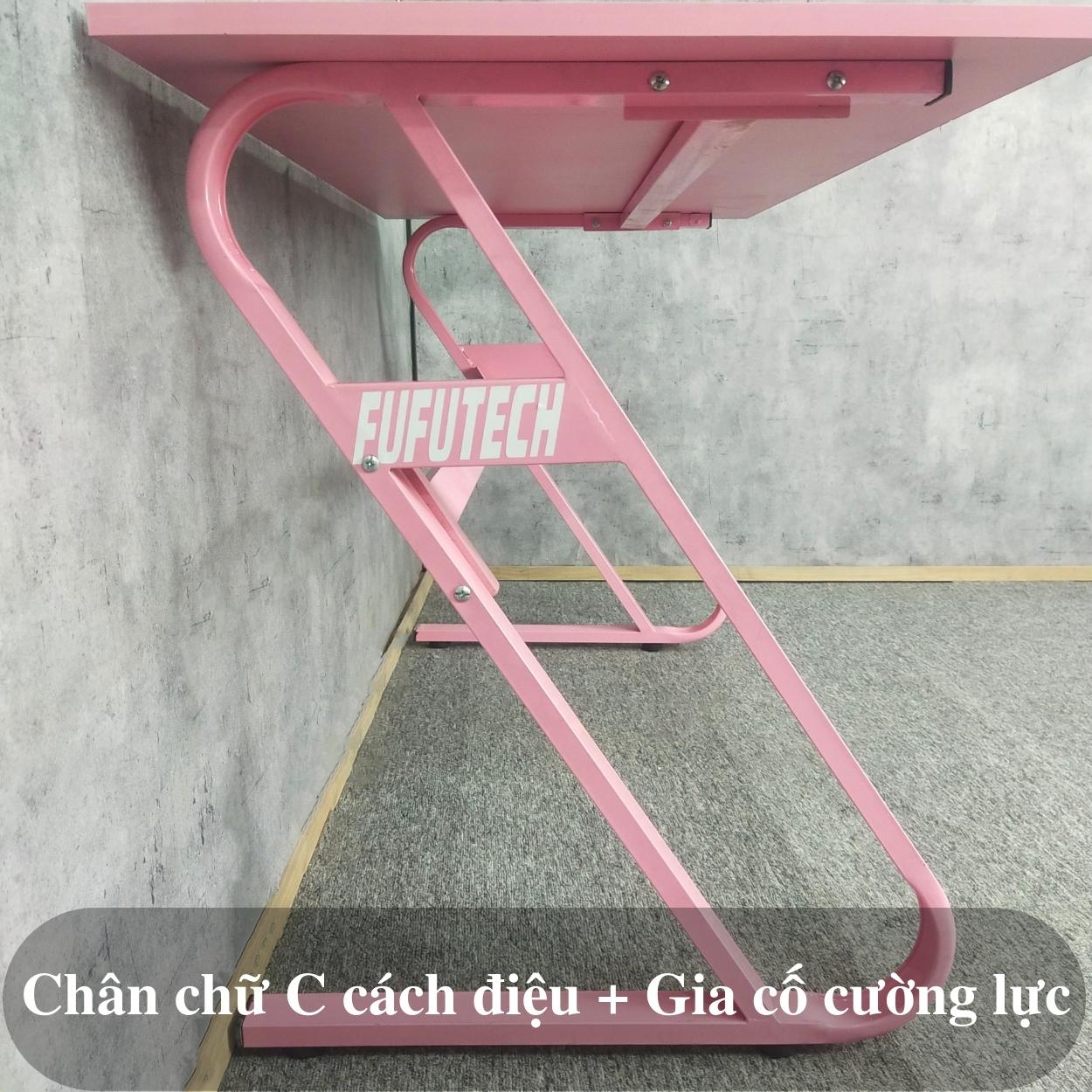 Bàn màu hồng FUFUTECH Diamond 120x60 cm dùng làm bàn để máy tính, livestream, chơi game, làm việc