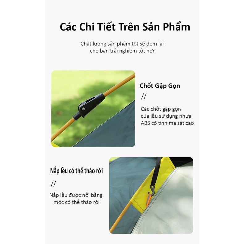 Lều cắm trại 2 - 4 người tự bung giả 2 lớp du lịch dã ngoại gấp gọn thoáng mát chống nước