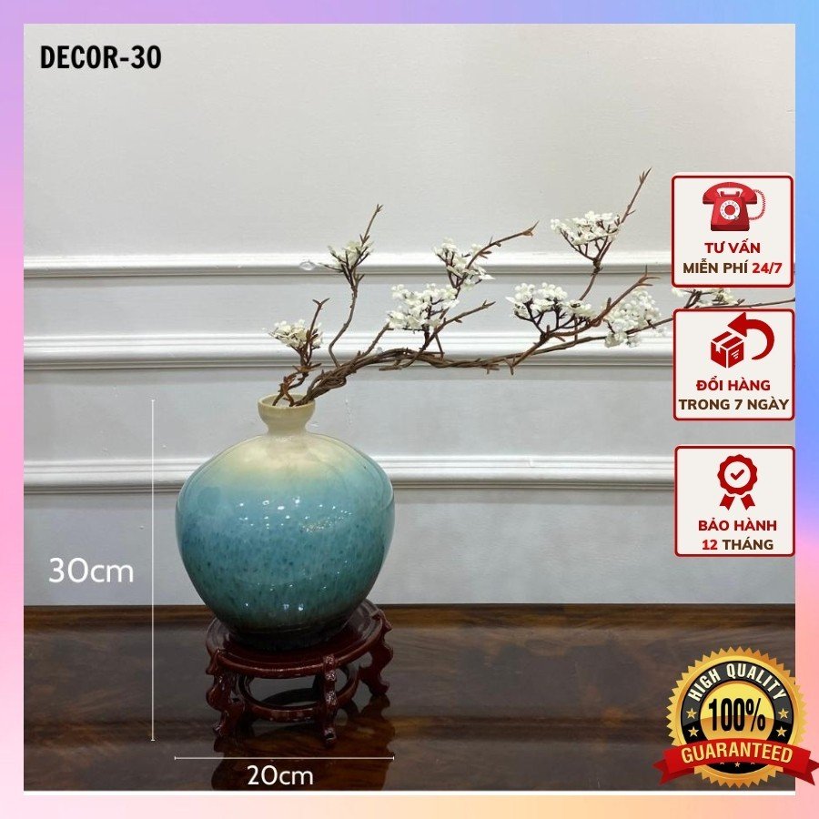 Bình tặng kèm hoa giả decor trang trí phòng tân cổ điển Decor-30