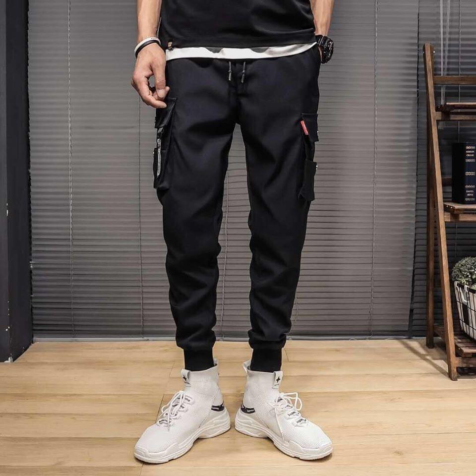 Quần kaki jogger Túi Hộp nai Dài Bo Gấu - Chất Vải Kaki Kiểu Thể Thao UNISEX Hai Màu Đen, xám. 04x