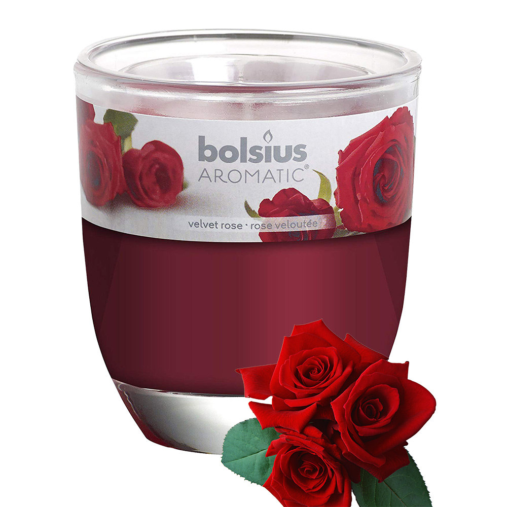 Ly nến thơm tinh dầu Bolsius Velvet Rose 105g QT024342 - hoa hồng nhung