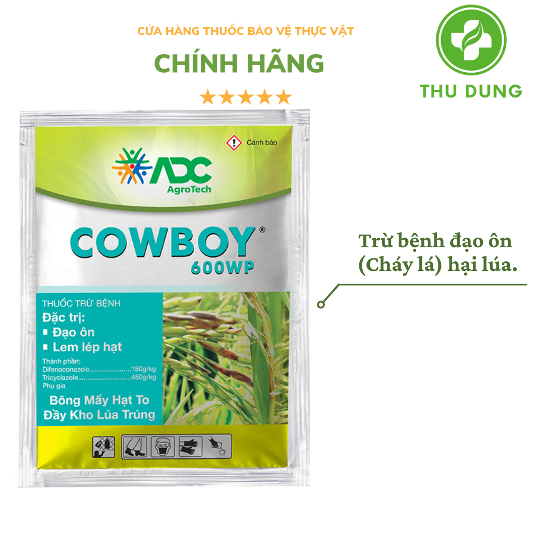 THUỐC TRỪ BỆNH COWBOY 600WP ĐẠO ÔN, LEM LÉP…CHUYÊN CHO LÚA, RAU MÀU THÁN THƯ TRÊN CÁC LOẠI CÂY TRỒNG