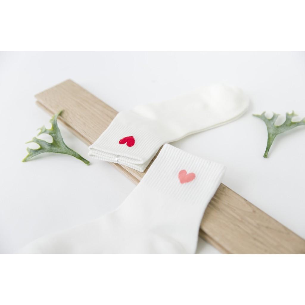 Vớ Cao Cổ Tim Tất Vớ Cotton Cổ Cao In Họa Tiết Tim Phong Cách Nhật Hàn Phong cách Ulzzang