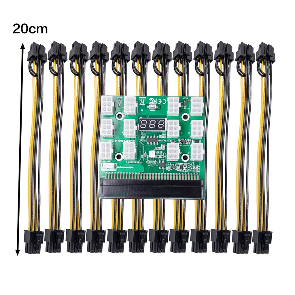 12V 12 Breakout Board and 6 Pin to 6+2 pin Cables, Server Power Supply Breakout Board adapters for Miner Ethereum Mining