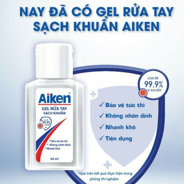 Gel rửa tay Sạch khuẩn Aiken 60ml/chai