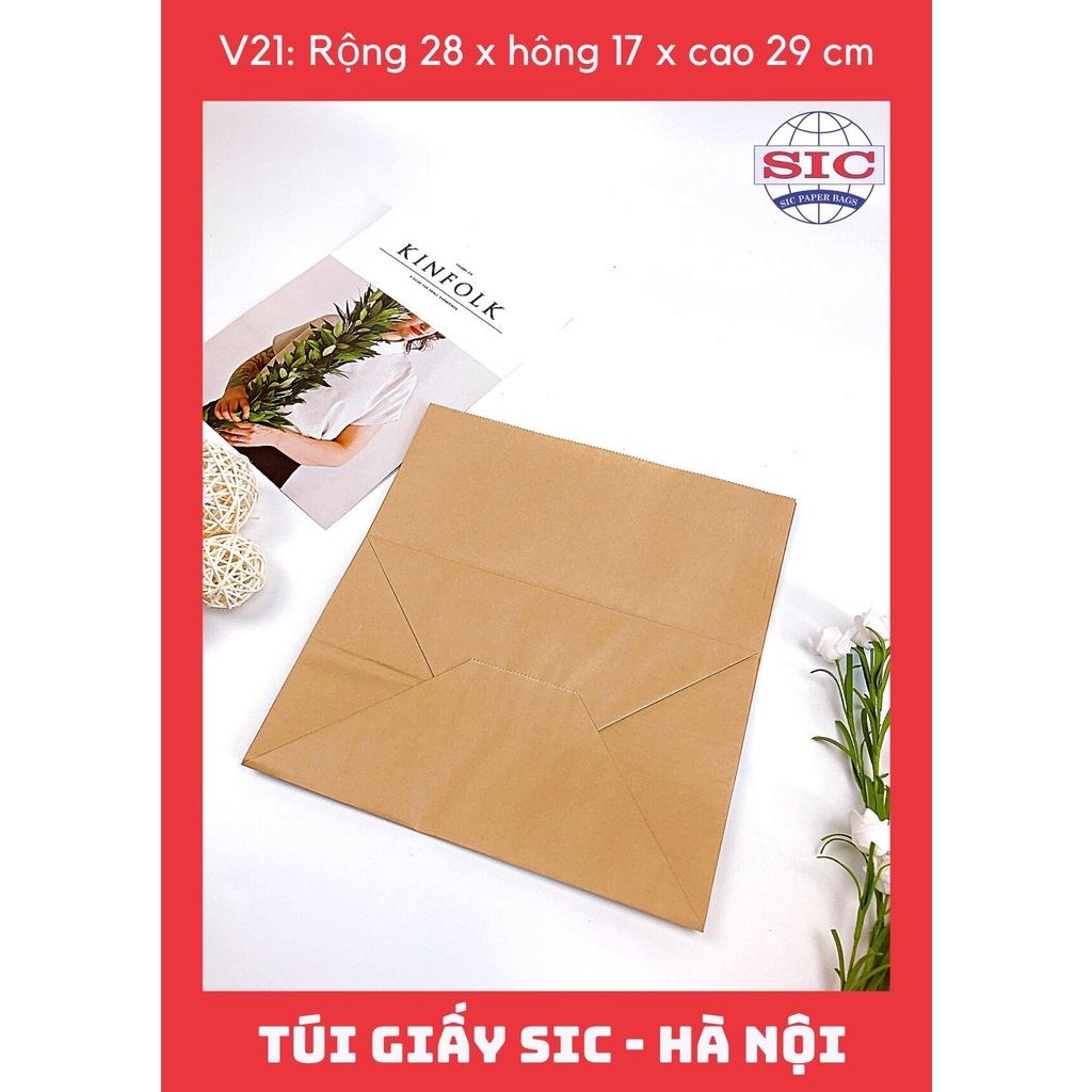 100 CHIẾC TÚI GIẤY KRAFT: V21: 28x17x29cm KHÔNG QUAI ĐỰNG ĐỒ ĂN, BÁNH, TRANG SỨC, CHÈ, CAFE ( ẢNH THẬT)