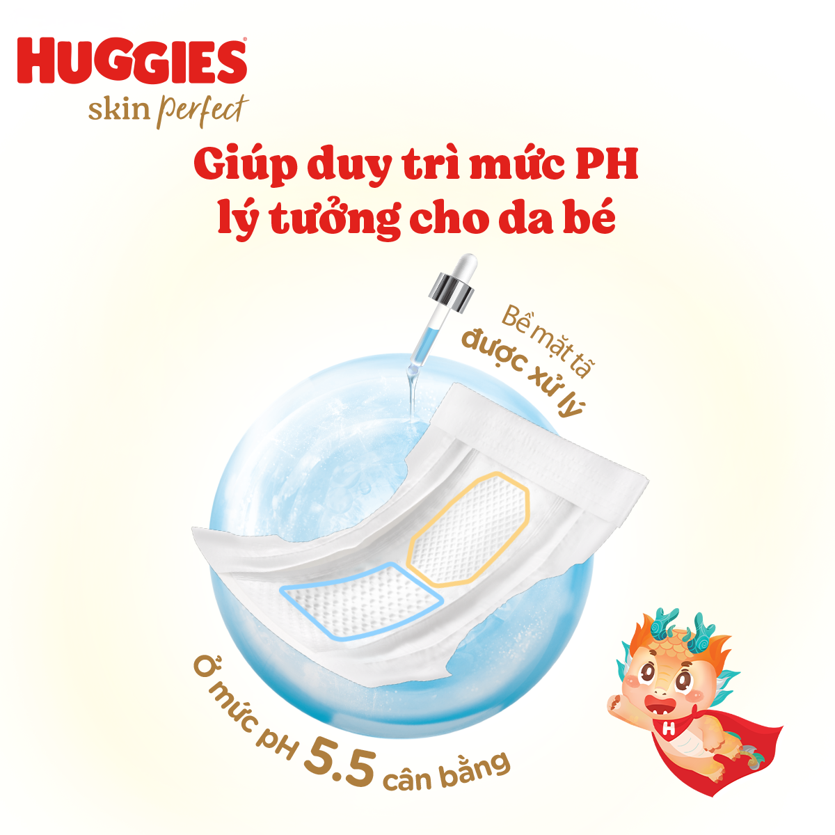 Tã quần Huggies Skin Perfect phiên bản Rồng giới hạn Mega Jumbo XXL64+4 miếng với 2 vùng thấm giảm kích ứng da