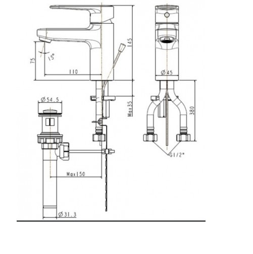 Vòi lavabo nóng lạnh American Standard- Codie WF-B201 đã bao gồm đầu xả ty