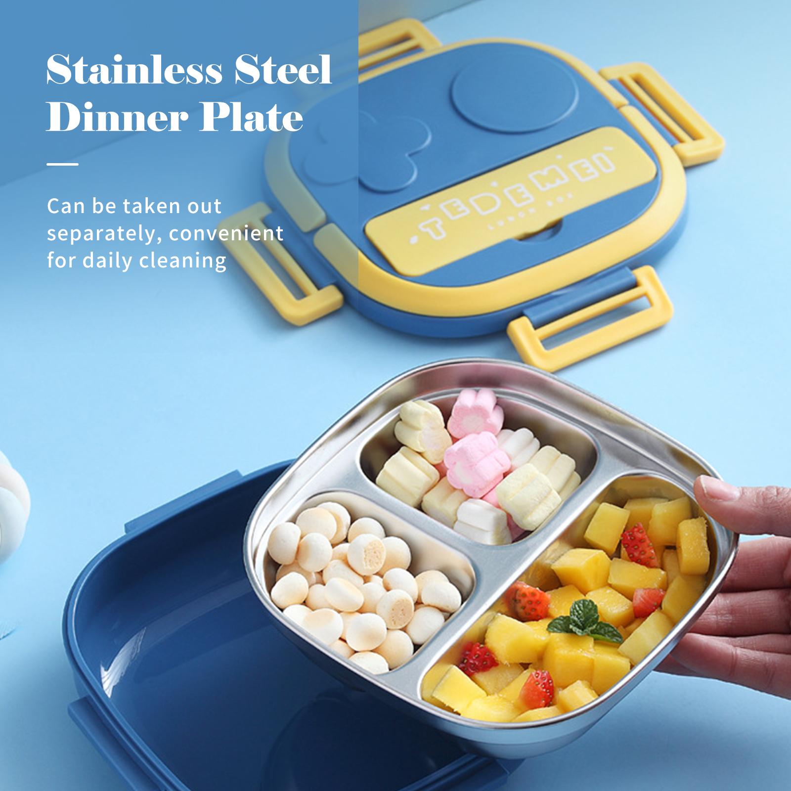 Hộp Cơm Bento Có Nĩa 3 Ngăn Phong Cách Nhật Bản Bằng Thép Không Gỉ Chống Rò Rỉ