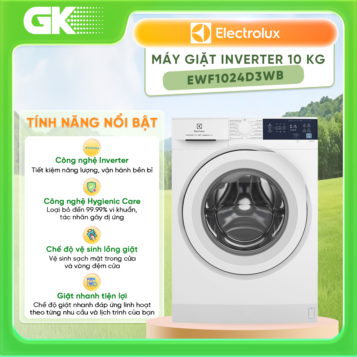Máy Giặt Electrolux Inverter 10Kg Ewf1024D3Wb - Chỉ Giao Hcm