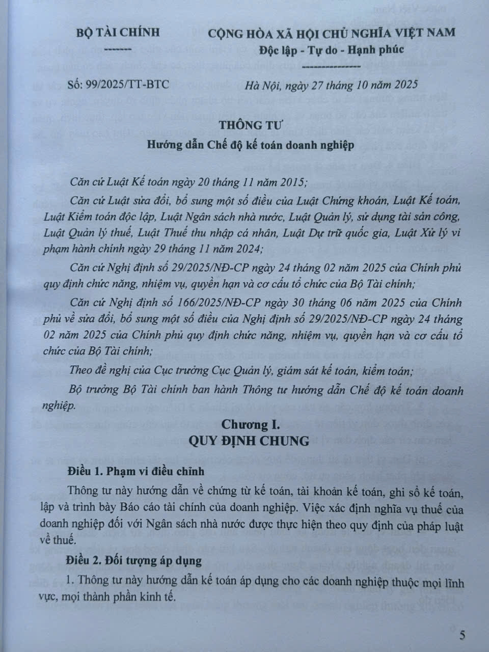 Sách Hướng Dẫn Chế Độ Kế Toán Doanh Nghiệp (theo Thông tư số 99/2025/TT-BTC) - V2672T