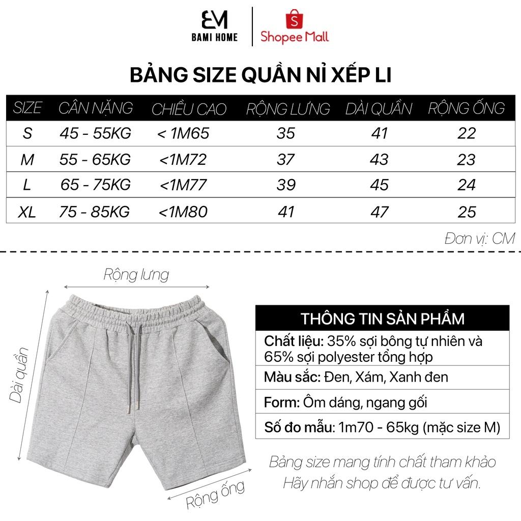 Quần short nam big size cao cấp BAMI HOME quần đùi nỉ kẽ dọc phong cách unisex dễ phối đồ QSN - 007