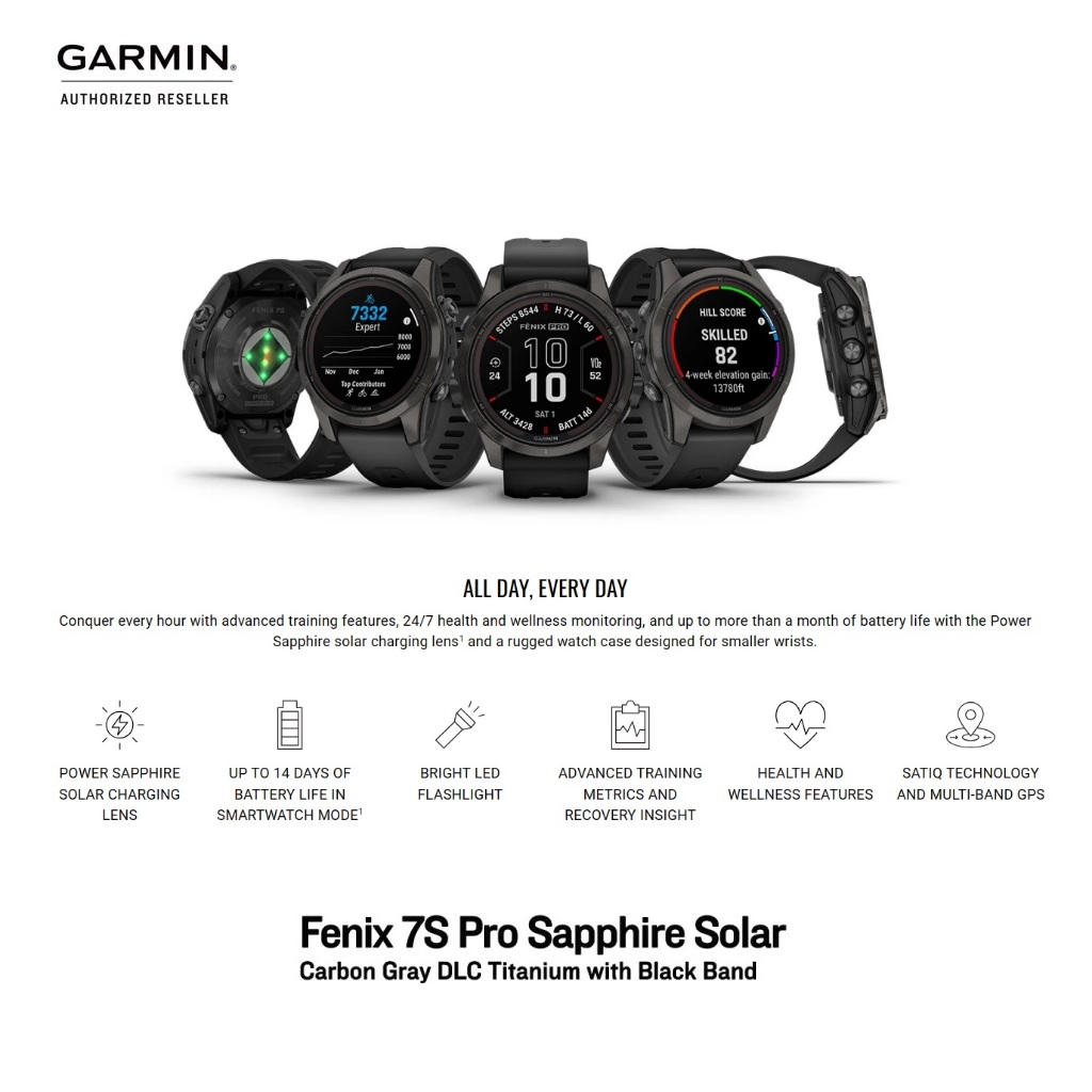 Đồng hồ thông minh Garmin fēnix 7S Pro – Sapphire Solar Edition_Mới, hàng chính hãng