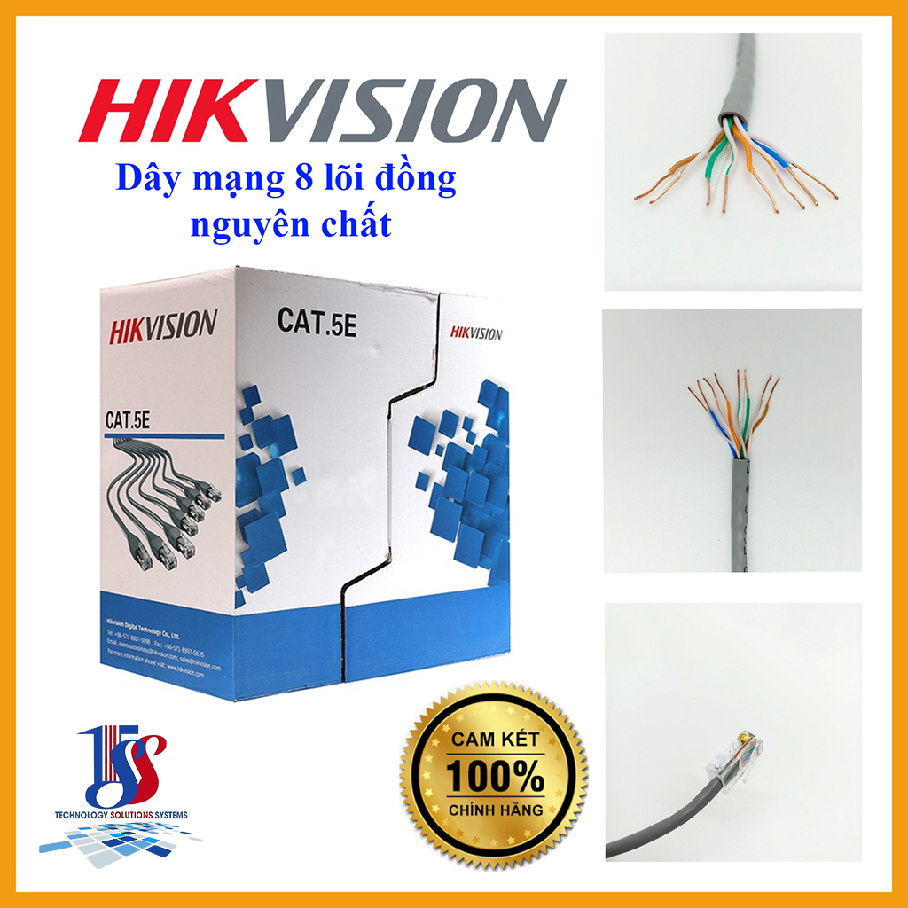 Dây Cáp mạng CAT5E BC HIKVISION DS-1LN5E-E/E (cáp mạng Cat 5E UTP) đồng 99.97% cuộn 305m - Hàng chính hãng