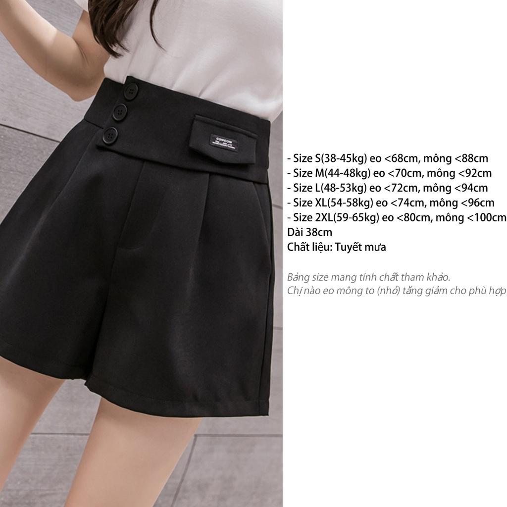Quần short nữ ống rộng lưng cao DOLOXI cạp cao 3 khuy Hàn Quốc Q071