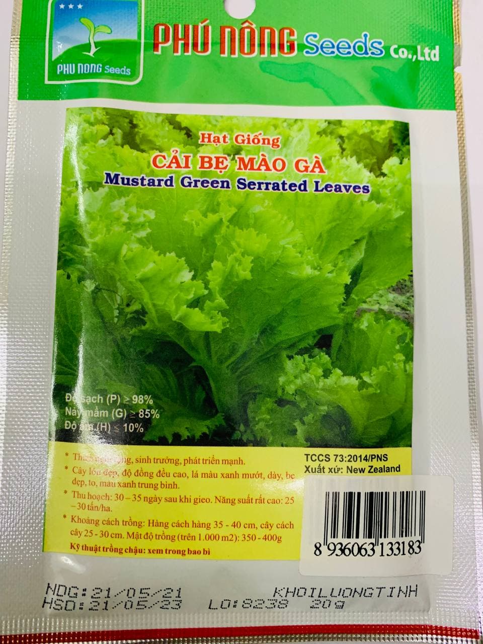 20 gram hạt giống rau cải bẹ vàng