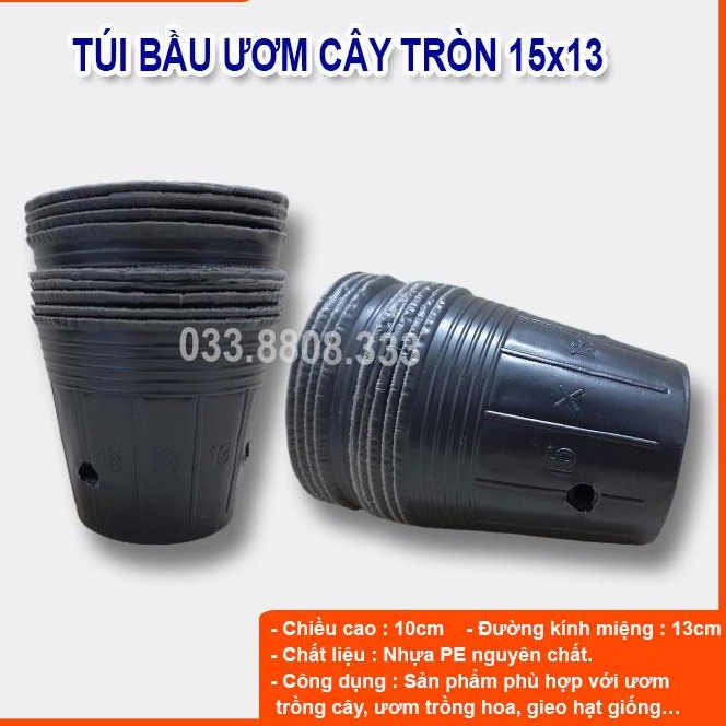 1KG Túi Bầu Tròn Ươm Cây Nhựa Dẻo Size 13x15 - Túi Bền Đẹp Tái Sử Dụng Nhiều Lần