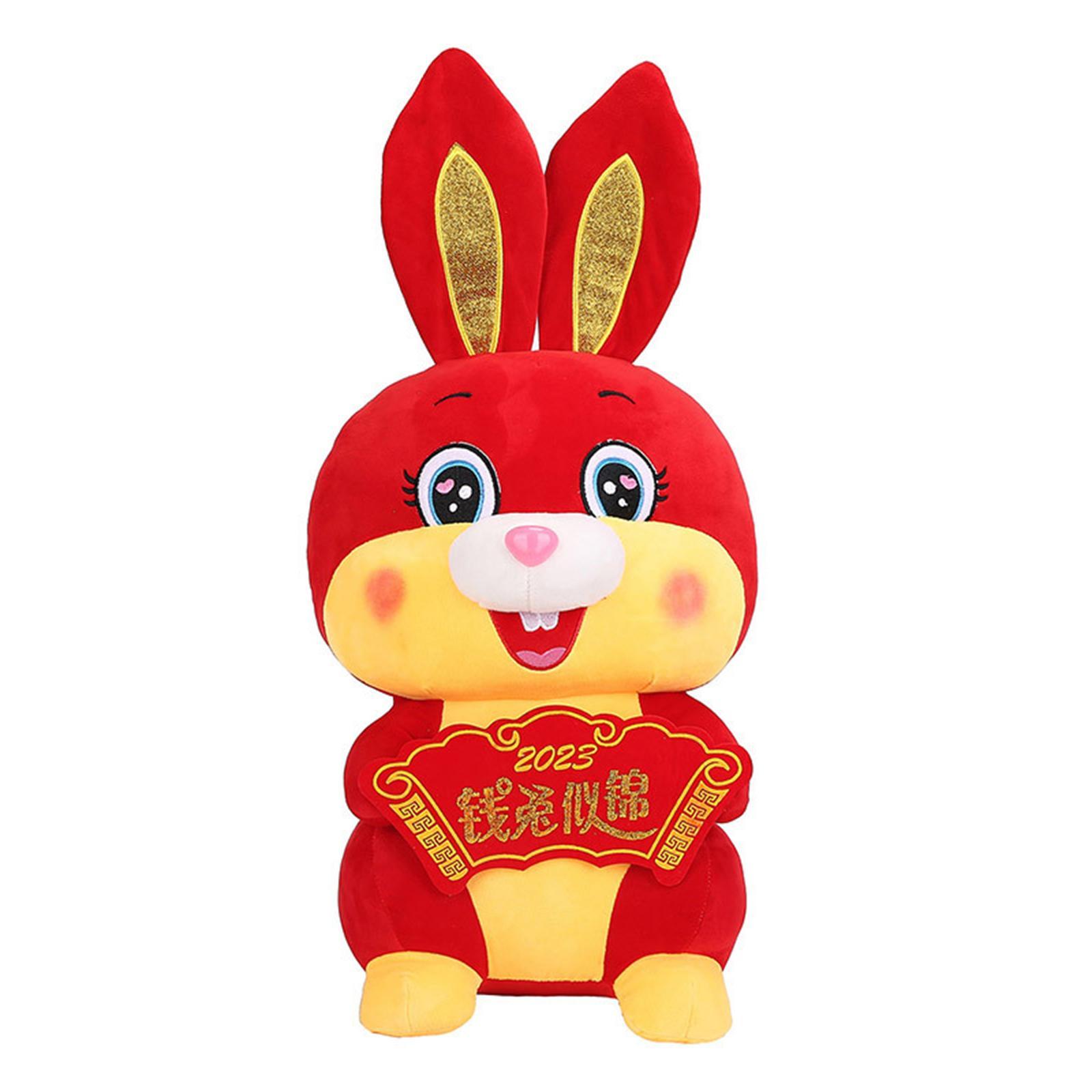 Chinese New Year Plush Toys Bunny Cute Figurine Ornament for New Year Gift Holiday
