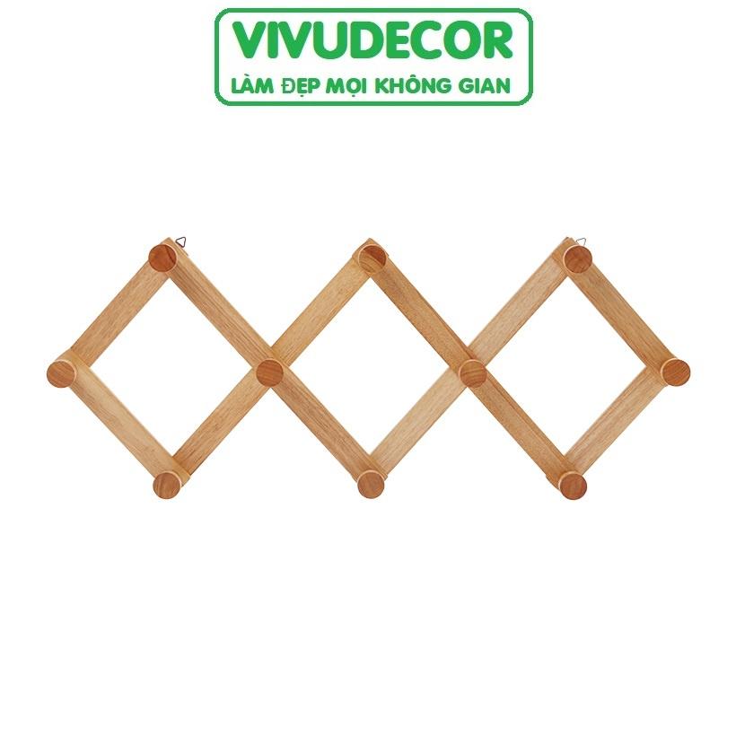 Móc Xếp Gỗ 10 nhánh Vivudecor - Móc Xếp Thông Minh Biến Hình Phù Hợp Với Mọi Không Gian, Treo Tường Không Cần Khoan