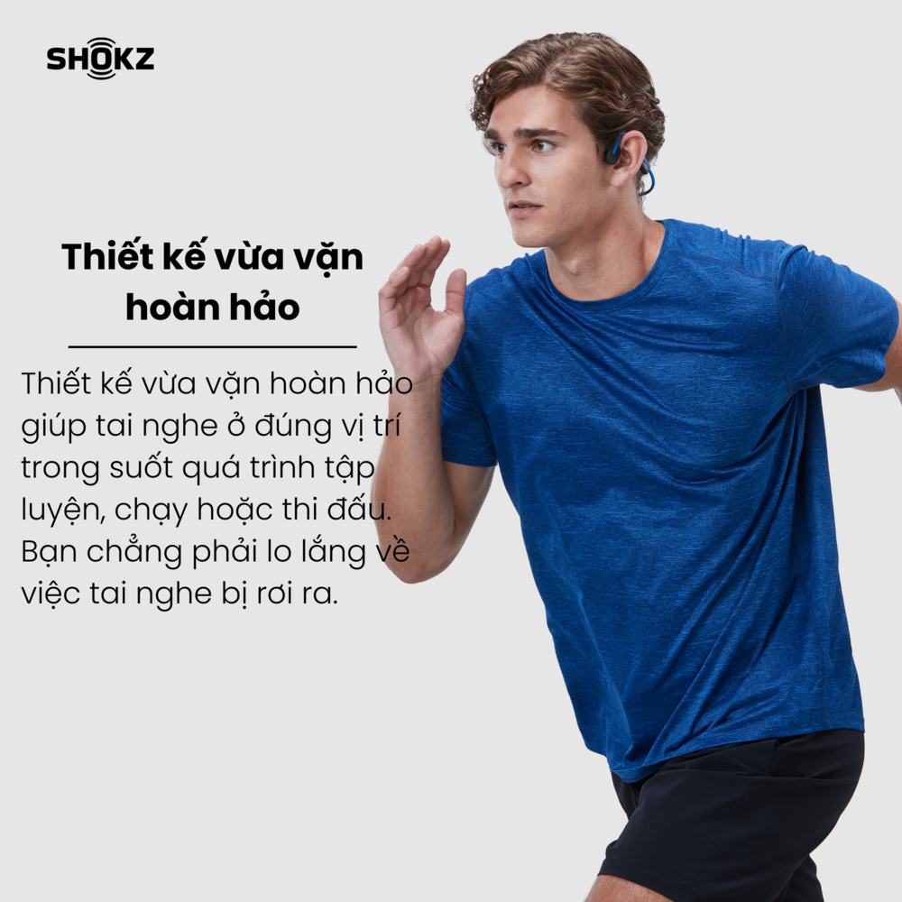 Tai Nghe Bluetooth Thể Thao Truyền Âm Thanh Qua Xương SHOKZ OPEN MOVE S661 Màu Xanh - Hàng chính hãng