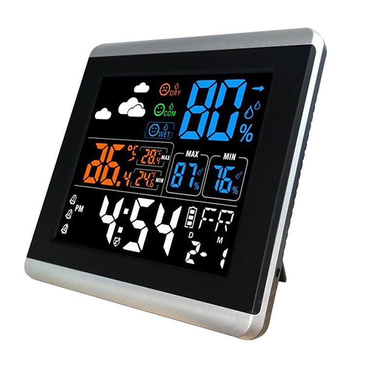 Large LCD Color Digital Table Alarm Clock with Temperature Humidity Display