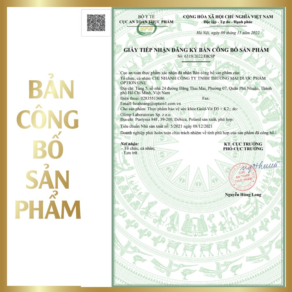 Viên Uống Xương Khớp Olimp Gold Vit D3 K2 - Hộp 30 Viên