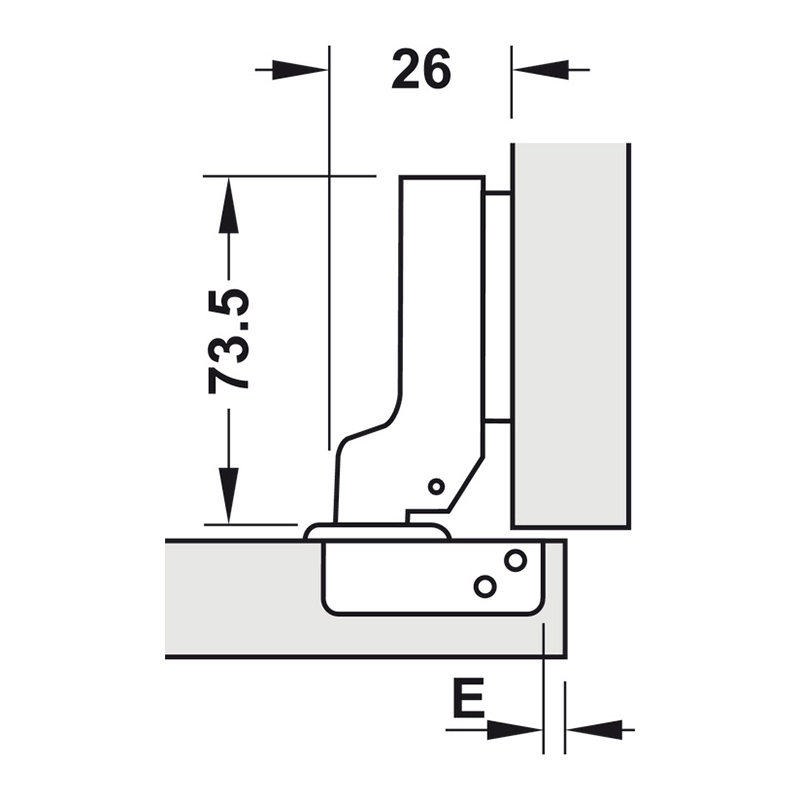 Bản lề giảm chấn Hafele Metalla A 110° DIY, thép, lắp trùm nửa, cong vừa - 493.03.024