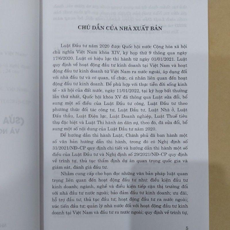 Sách - Luật đầu tư (hiện hành) (sửa đổi, bổ sung năm 2022) và nghị định hướng dẫn thi hành