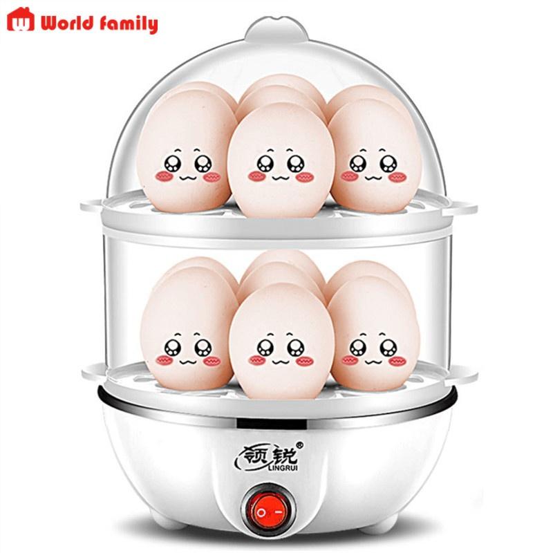 Nồi hấp trứng Lingrui mini đa chức năng nồi hấp bằng thép không gỉ 2 tầng dụng cụ gia dụng làm đồ ăn