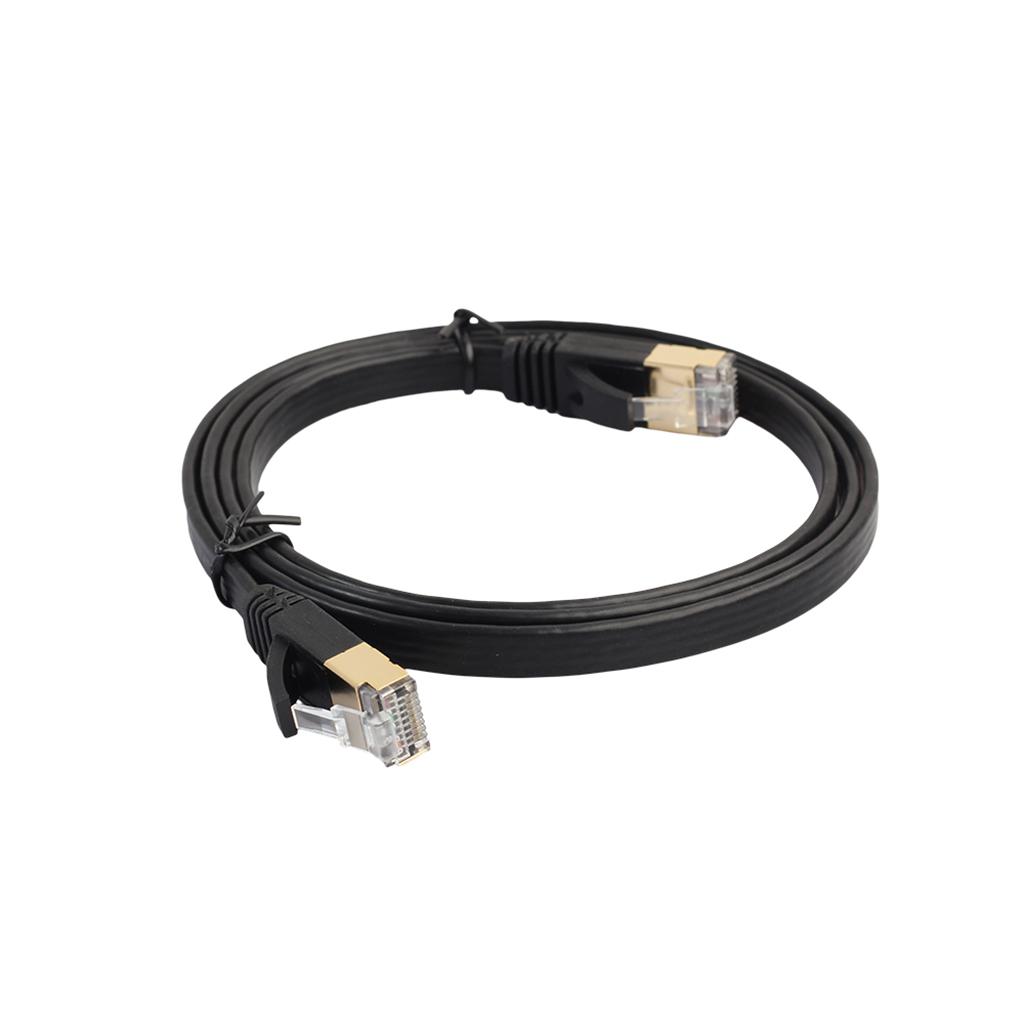 Gold Plated RJ45 Flat Cat7 Ethernet 10Gbps SSTP Network LAN Cable Lot 1m-15m