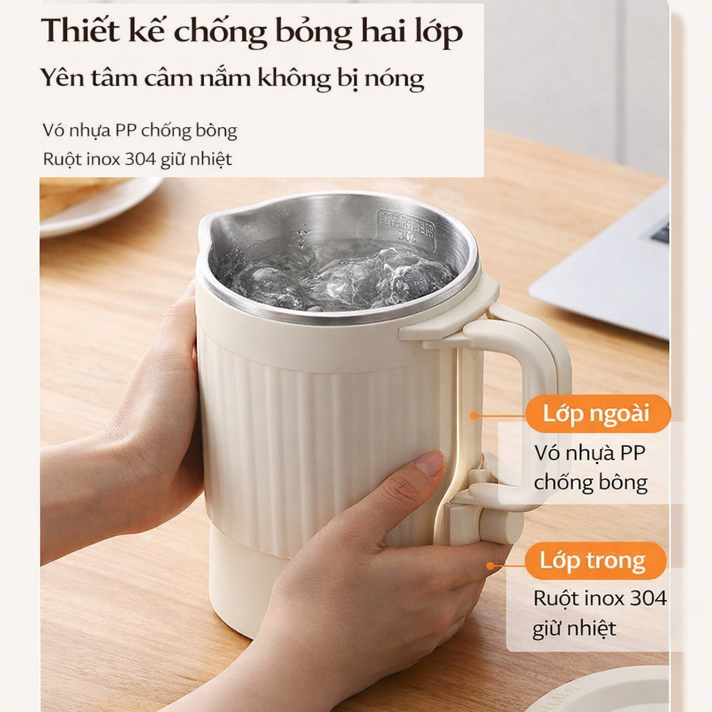 Nồi nấu điện mini đa năng Besky Kettle KN-1008 dung tích 0.8L, công suất 800W - Hàng chính hãng