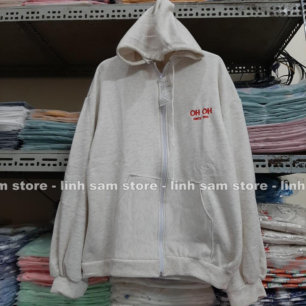 Áo khoác nỉ có mũ - ÁO HOODIE KHÓA KÉO freesize form rộng nam nữ unisex mặc cặp - couple in chữ HO HO MÀU XÁM