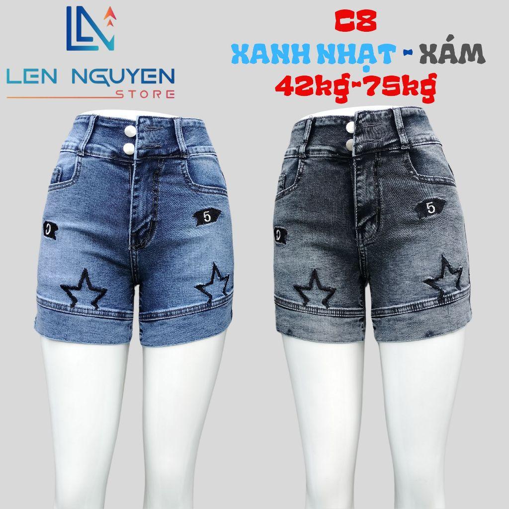 C8_Quần jean nữ, đùi, lưng cao, quần bò nữ dáng ôm, quần rin nữ có big size, cho 42kg đến 75kg,LEN NGUYEN STORE - Xanh Đậm