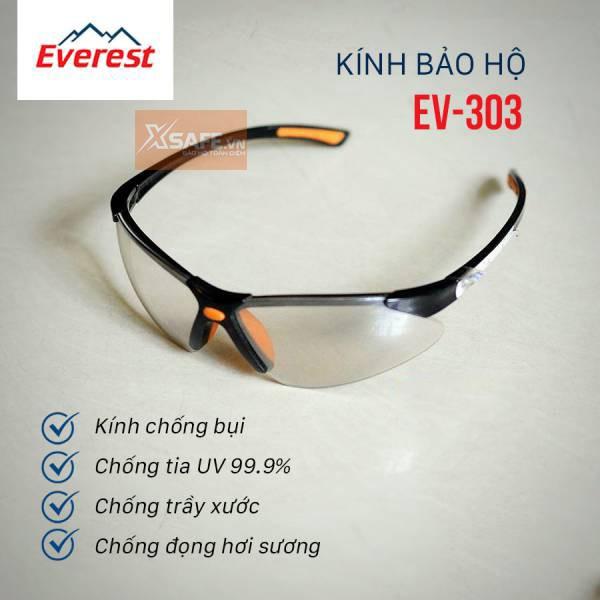 Kính bảo hộ Everest EV303 Kính chống bụi, tia UV, chống trầy xước, chống đọng sương, dùng trong lao động, đi xe máy