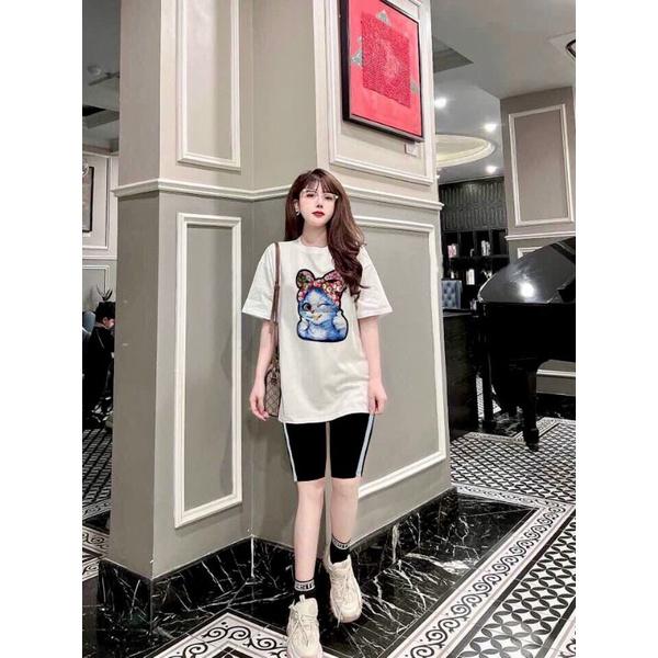 Bộ đồ thể thao nữ phối hoạ tiết mèo kim sa