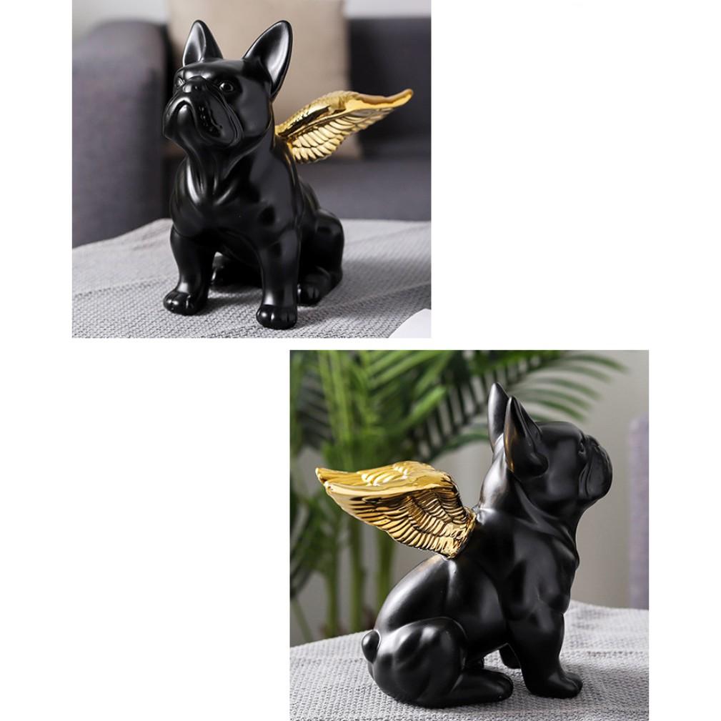 Tượng chú chó thiên thần mang tài lộc Angle Black Bull
