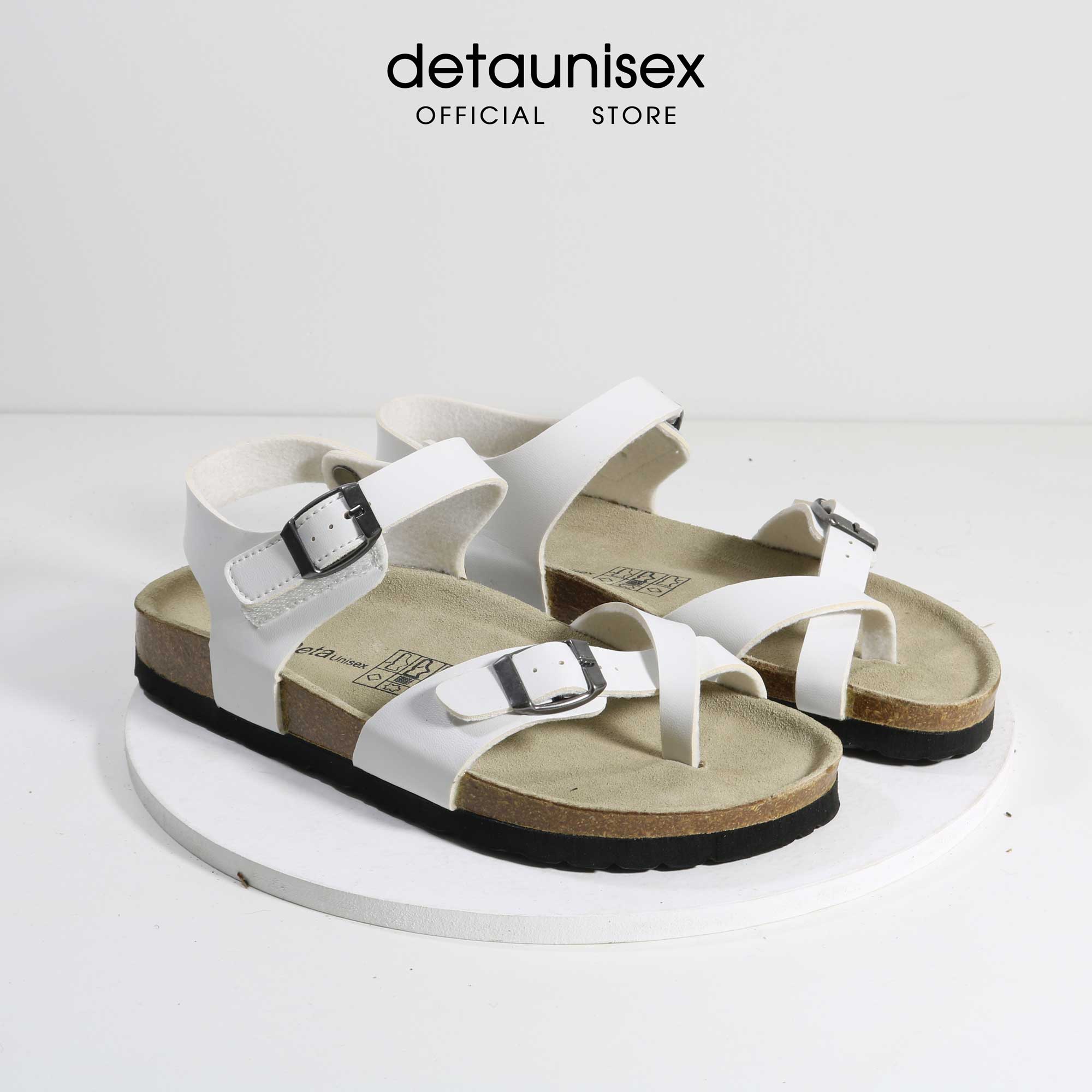 Giày Đế Trấu Xỏ Ngón Sandal Quai Hậu Nữ Detaunisex Màu Trắng - SATA22T