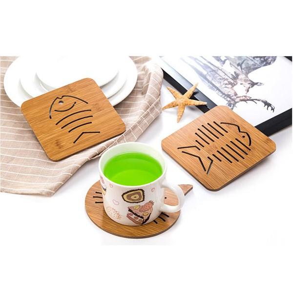Combo 10 miếng lót nồi.cốc,bát... bằng gỗ hình kute
