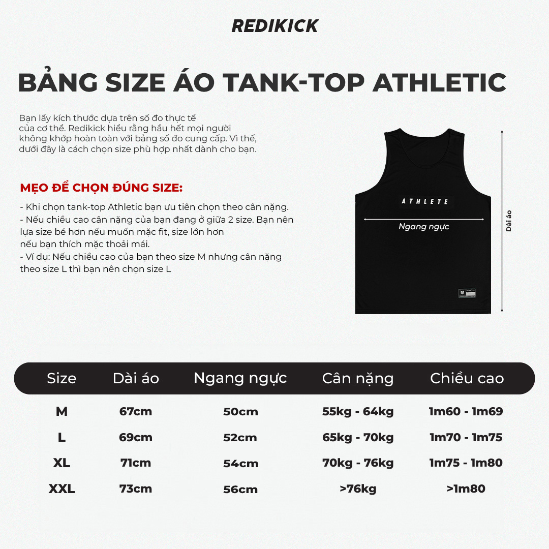 Áo ba lỗ thể thao Redikick Athletic Club Tank Top co giãn thoáng mát chơi Bóng rổ Bóng đá Tập Gym Bóng chuyền