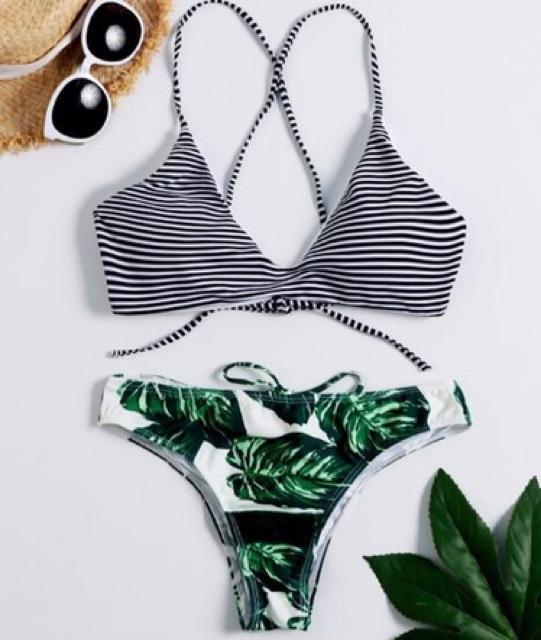 Bikini 2 mảnh quần lá phối áo màu siêu xinh