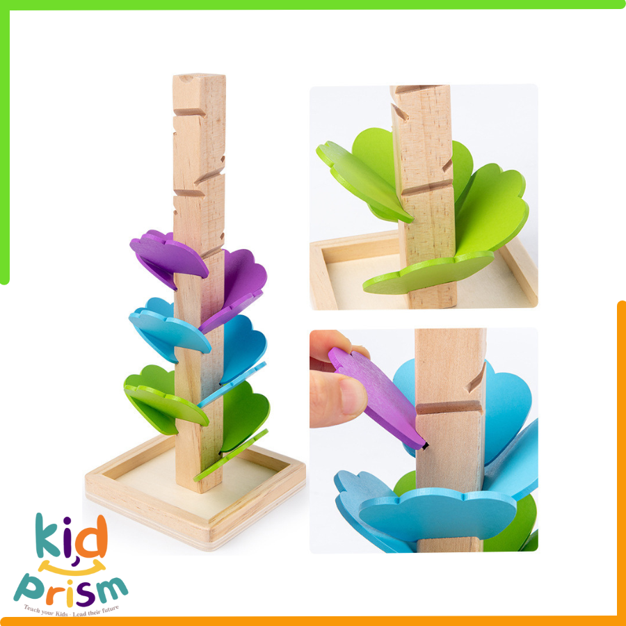 Đồ Chơi Tháp Gỗ Cầu Vồng Âm Nhạc - Đồ Chơi Thả Bi Cho Bé Yêu - Đồ chơi Montessori 0-3