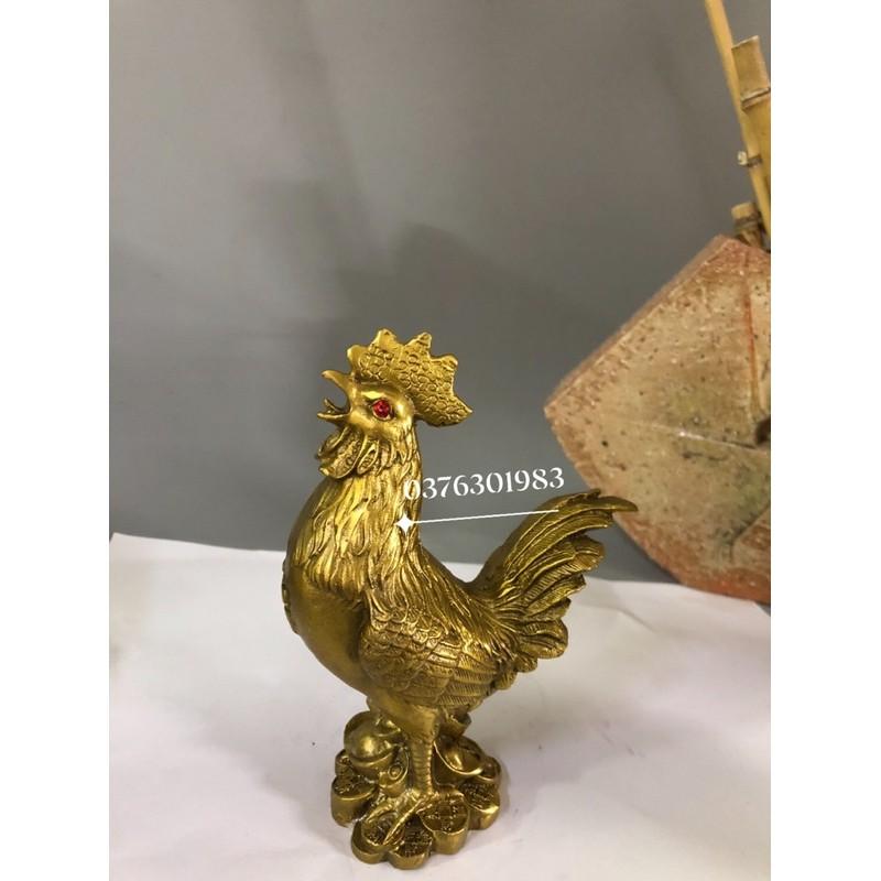 Con gà trống đồng thau vàng cao 20cm