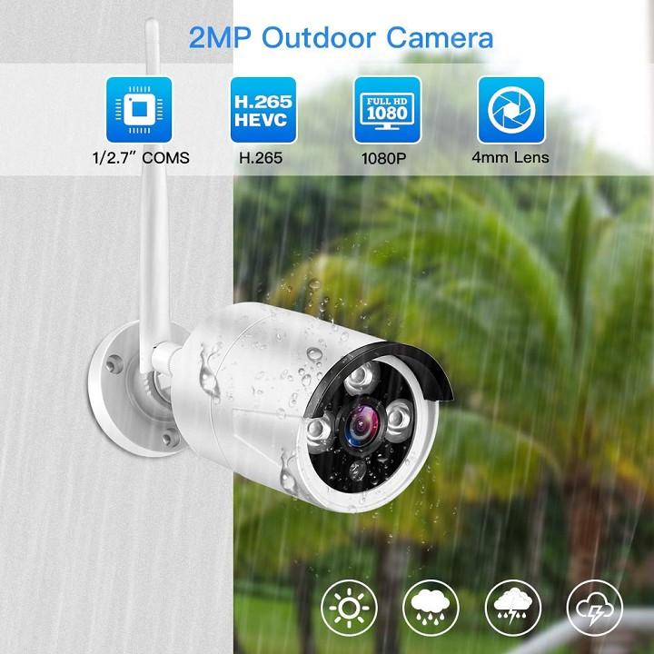 Bộ 4 Camera WIFI 1080P + Đầu Ghi NVR HD + Kèm Ổ Cứng Tùy Chọn