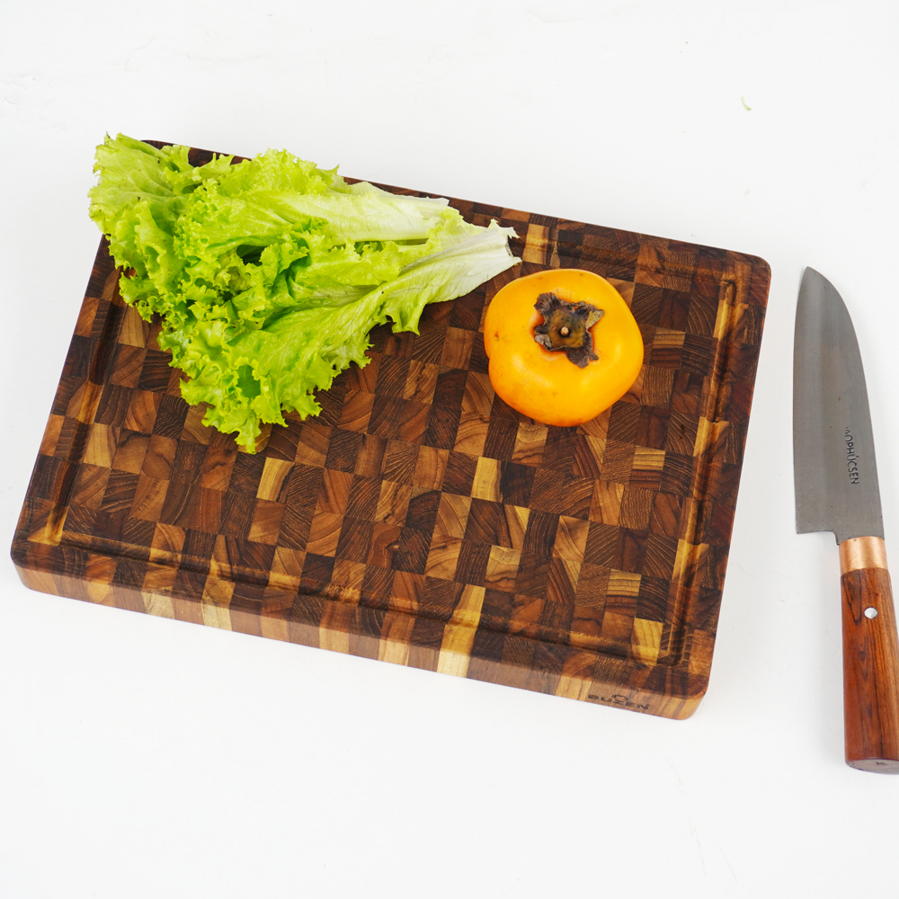 Thớt Gỗ Teak BUZEN Cao Cấp 35x25x3.8cm - Gỗ Cao Cấp Không Ra Mùn Dăm, Bảo Vệ Lưỡi Dao, Có Kiểm Định An Toàn
