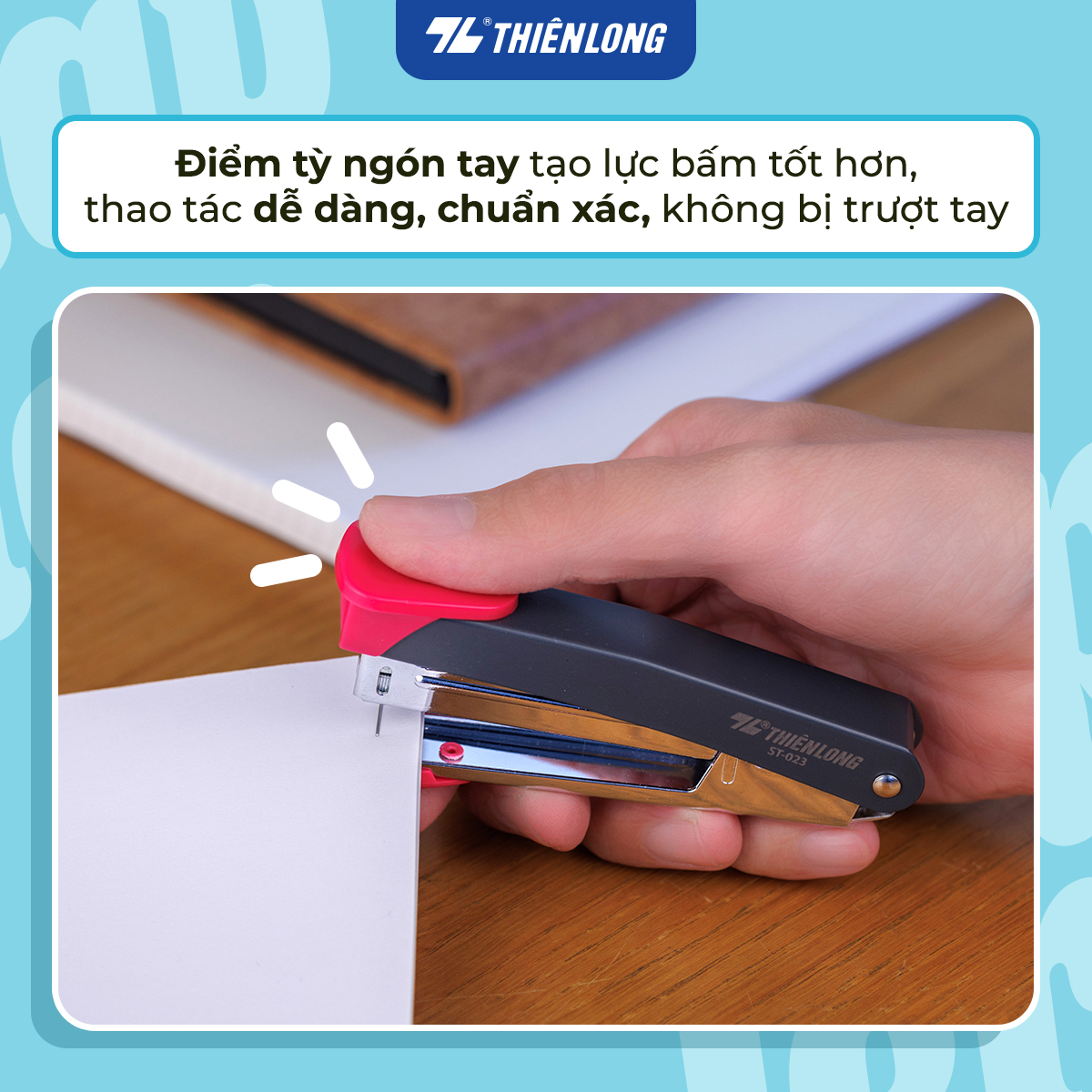 Bấm kim trợ lực số 10 - Power Assist Stapler Thiên Long - Bấm nhẹ hơn 50